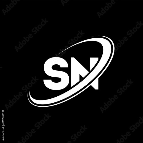 SN S N letter logo design. Initial letter SN linked circle uppercase monogram logo red and blue. SN logo, S N design. sn, s n
