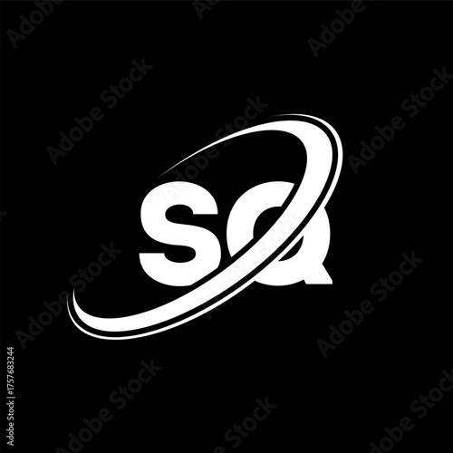 SQ S Q letter logo design. Initial letter SQ linked circle uppercase monogram logo red and blue. SQ logo, S Q design. sq, s q, S&Q