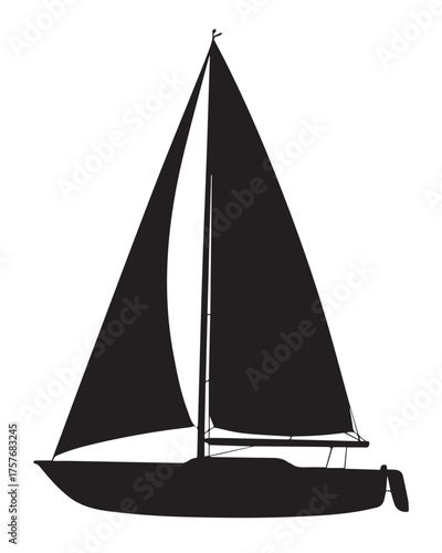 high contrast sailboat silhouette vector showing mast rigging and elongated hull perfect for nautical logos and editorial art ai eps png