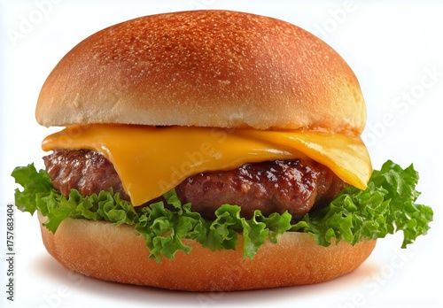 Delicious Cheeseburger With Fresh Lettuce and Melted Cheese Served on a Soft Bun