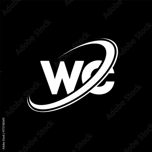 WC W C letter logo design. Initial letter WC linked circle uppercase monogram logo red and blue. WC logo, W C design. wc, w c