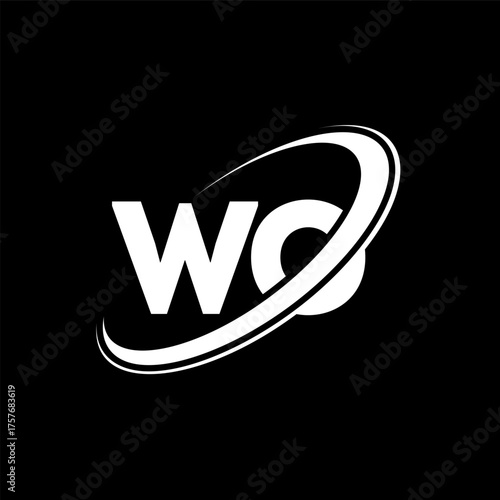 WO W O letter logo design. Initial letter WO linked circle uppercase monogram logo red and blue. WO logo, W O design. wo, w o, W&O