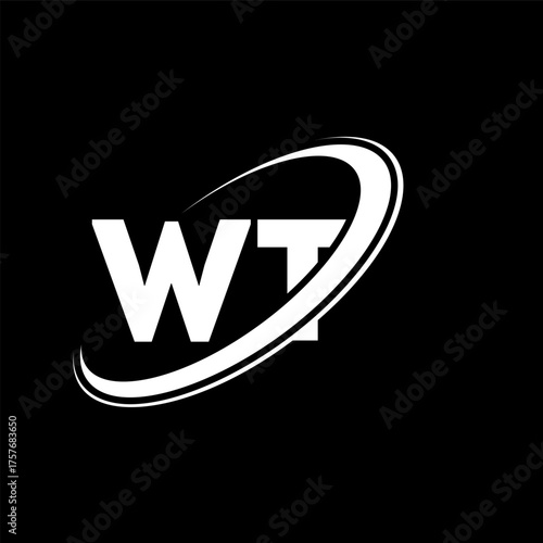 WT W T letter logo design. Initial letter WT linked circle uppercase monogram logo red and blue. WT logo, W T design. wt, w t