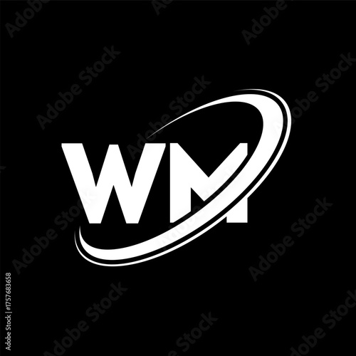 WM W M letter logo design. Initial letter WM linked circle uppercase monogram logo red and blue. WM logo, W M design. wm, w m