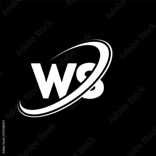 WS W S letter logo design. Initial letter WS linked circle uppercase monogram logo red and blue. WS logo, W S design. ws, w s