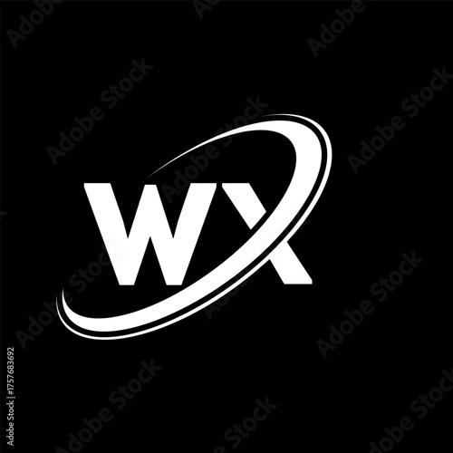 WX W X letter logo design. Initial letter WX linked circle uppercase monogram logo red and blue. WX logo, W X design. wx, w x