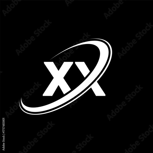 XX X X letter logo design. Initial letter XX linked circle uppercase monogram logo red and blue. XX logo, X X design. xx