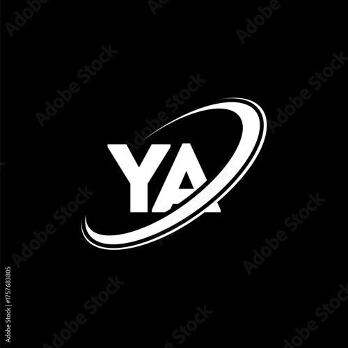 YA Y A letter logo design. Initial letter YA linked circle uppercase monogram logo red and blue. YA logo, Y A design