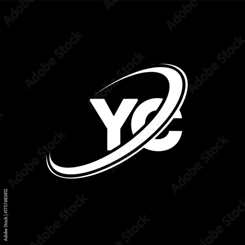 YC Y C letter logo design. Initial letter YC linked circle uppercase monogram logo red and blue. YC logo, Y C design. yc, y c