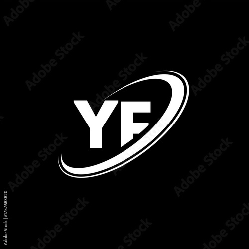 YF Y F letter logo design. Initial letter YF linked circle uppercase monogram logo red and blue. YF logo, Y F design. yf, y f