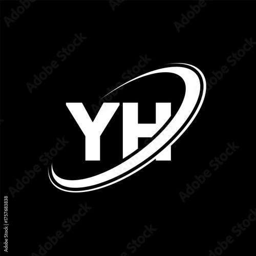 YH Y H letter logo design. Initial letter YH linked circle uppercase monogram logo red and blue. YH logo, Y H design. yh, y h