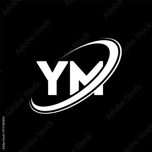 YM Y M letter logo design. Initial letter YM linked circle uppercase monogram logo red and blue. YM logo, Y M design. ym, y m