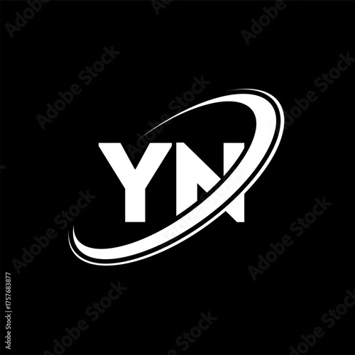 YN Y N letter logo design. Initial letter YN linked circle uppercase monogram logo red and blue. YN logo, Y N design. yn, y n