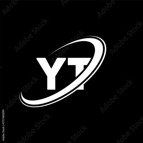 YT Y T letter logo design. Initial letter YT linked circle uppercase monogram logo red and blue. YT logo, Y T design. yt, y t