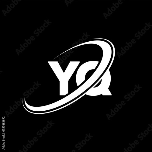 YQ Y Q letter logo design. Initial letter YQ linked circle uppercase monogram logo red and blue. YQ logo, Y Q design. yq, y q, Y&Q