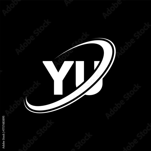 YU Y U letter logo design. Initial letter YU linked circle uppercase monogram logo red and blue. YU logo, Y U design. yu, y u