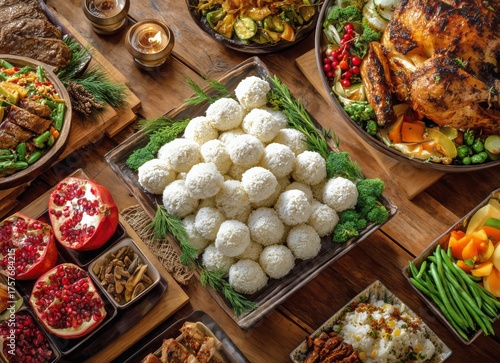 Delicious Platter of Traditional Dishes Served at a Festive Gathering in a Co...