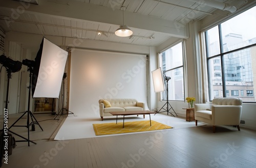 Modern Studio Space With Minimal Decor Perfect for Creative Projects and Phot...