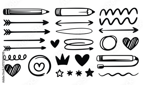A vector set of vintage calligraphic icons, labels, and dividers for ornate banner design and page decoration