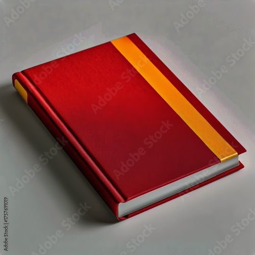Bright Red Book With a Yellow Ribbon on a Plain Background Offers a Vibrant V...