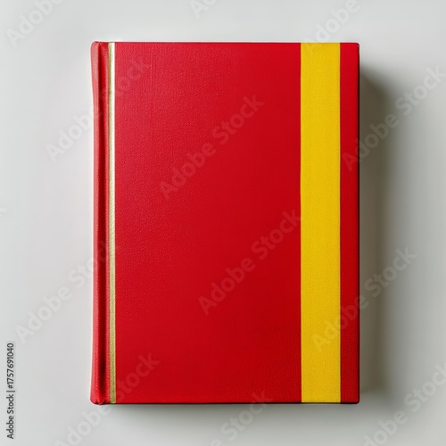 Bright Red Book With a Yellow Ribbon on a Plain Background Offers a Vibrant V...