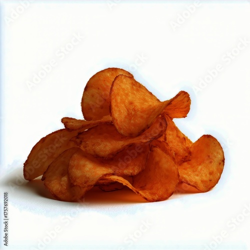 Crispy Potato Chips Stacked on a White Background Ready for a Snack