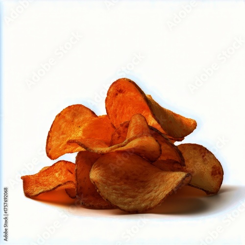 Crispy Potato Chips Piled on a White Surface Under Bright Lighting