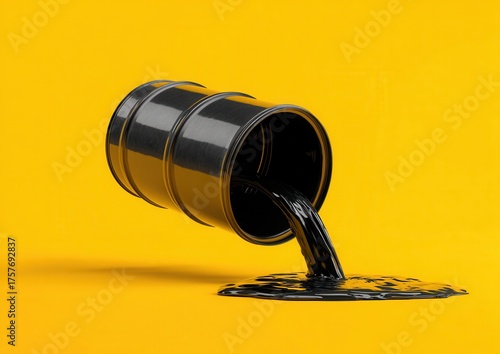 Wallpaper Mural Overflow of Crude: A spilled barrel of crude oil, symbolizing the environmental impact and the value of resources. the contrasting colors in the background highlighting the stark image Torontodigital.ca