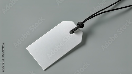 Blank Hanging Tag on Gray Background Ready for Customization or Labeling