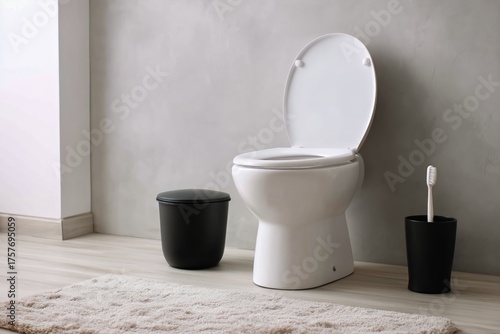 Clean and Simple Bathroom Setting With Essential Fixtures and Accessories