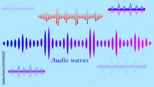 A vibrant abstract sound wave, rendered in gradient shades of pink and purple against a blue background. The image symbolizes music, sound, and rhythm.