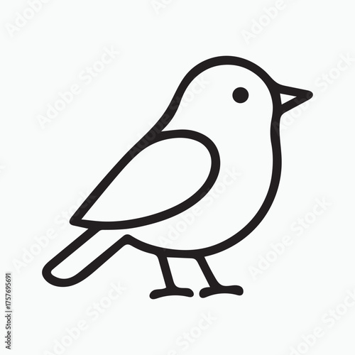 Simple Bird Icon in Outline Vector Style