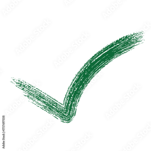 Green check mark brush stroke icon symbol for success approval confirmation and choice