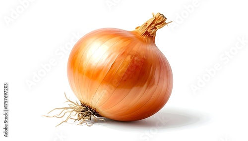 Wallpaper Mural A whole, round, brown-skinned onion, on a clean white surface Torontodigital.ca