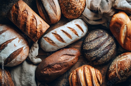 Freshly Baked Artisan Bread Displayed in a Cozy Bakery on a Sunny Morning