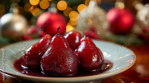 Poached Pears in Red Wine for Christmas