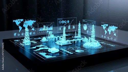 Futuristic oil and gas industry monitoring and control with advanced technology visualization