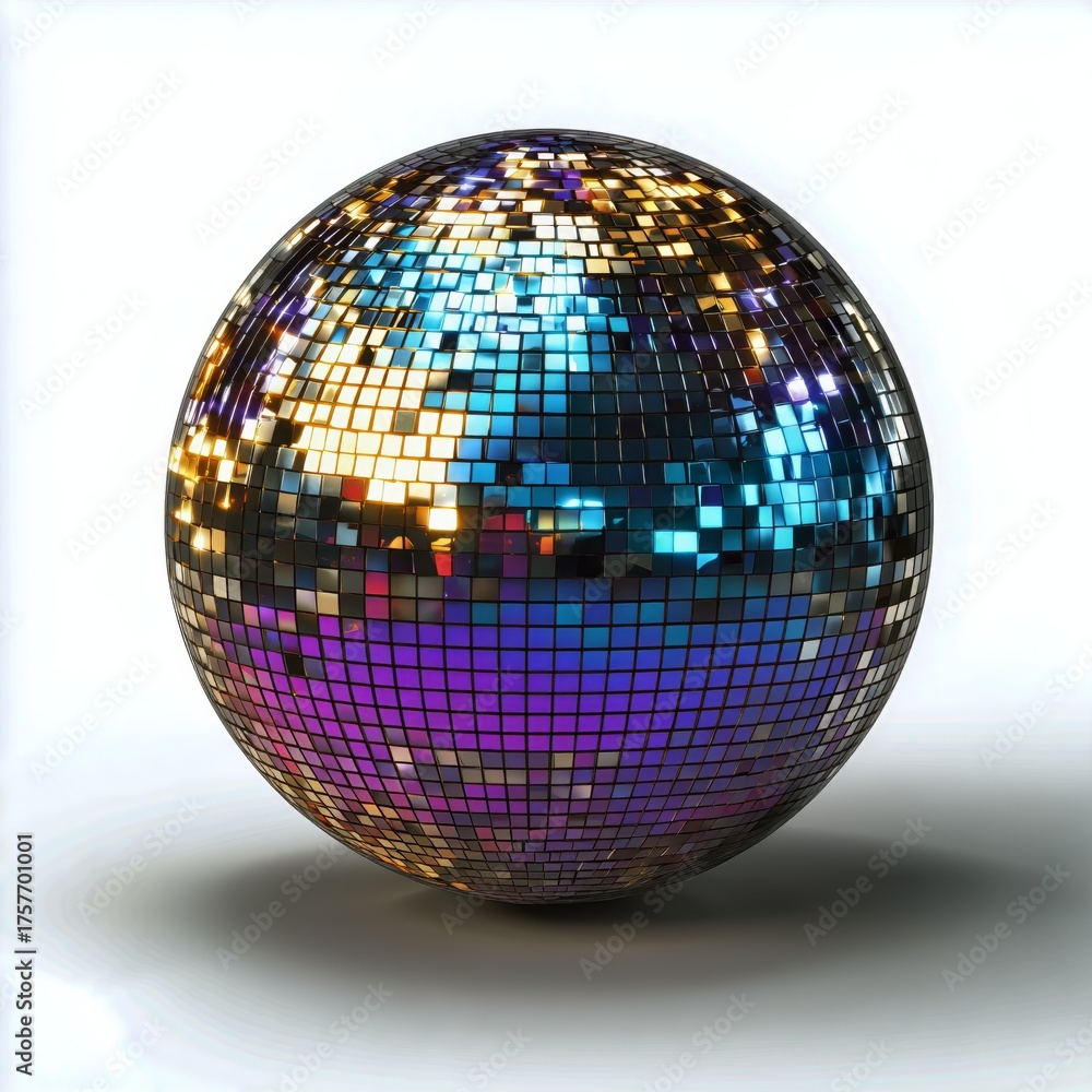 Obraz premium Colorful Disco Ball Reflecting Light in a Vibrant Party Atmosphere for Festive Events