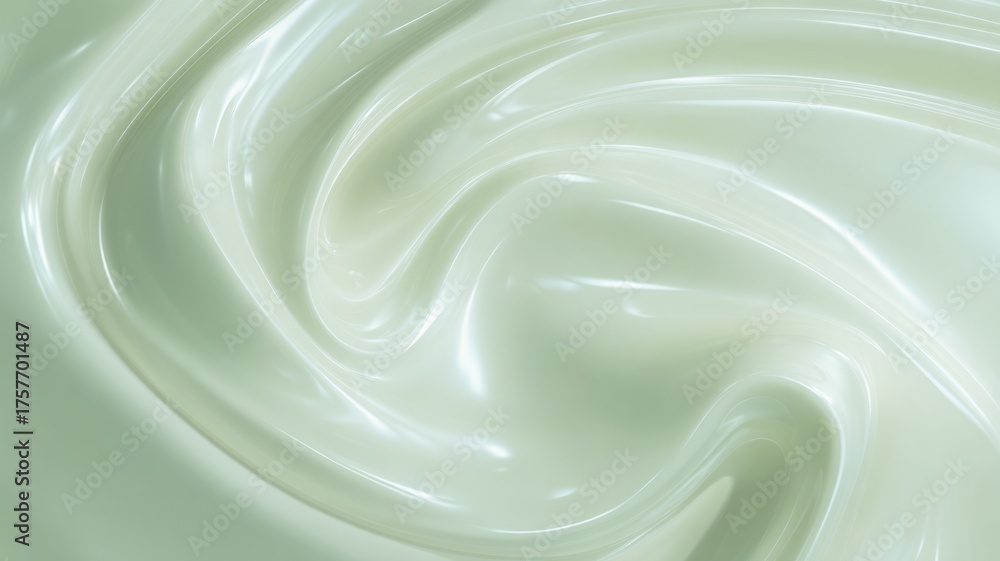 Obraz premium Smooth flowing texture with soft green tones. AI image