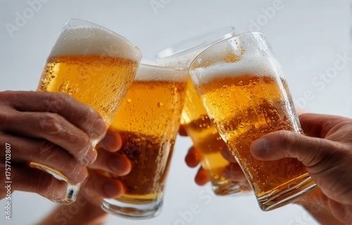 Friends Enjoying a Joyful Toast With Cold Beers at Celebration Event Indoors