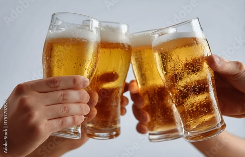 Cheers With Cold Beers During a Casual Gathering in a Bright Indoor Setting o...