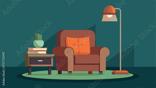 A cozy reading nook with a comfortable leather armchair a metal side table and a floor lamp with an industrial style shade.