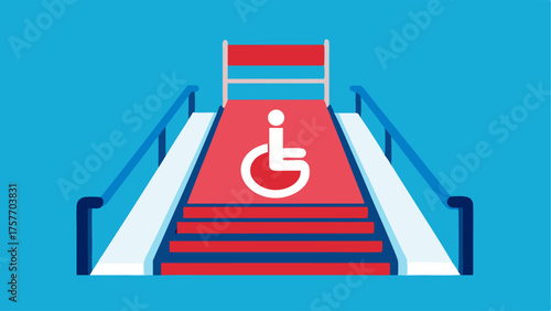 A disabled access ramp with the international symbol of accessibility.
