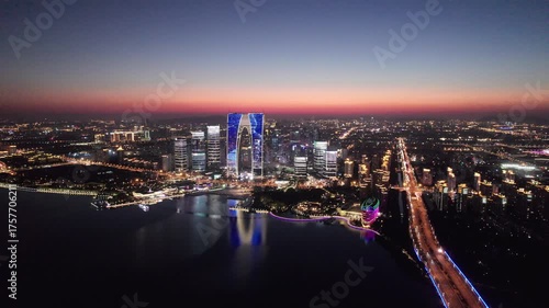 Wallpaper Mural Aerial photography of Suzhou, China's urban skyline at night Torontodigital.ca