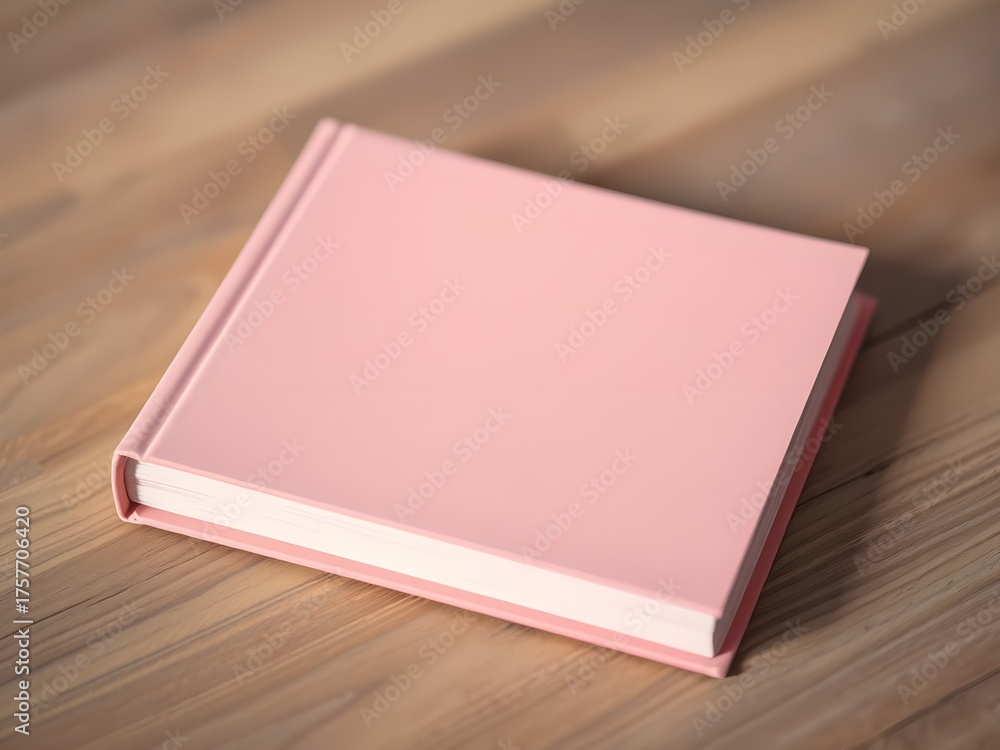 Fototapeta premium a closed pink book with a blank cover on a table