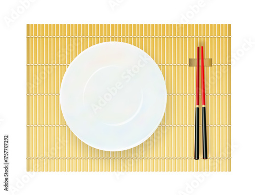Asian bamboo sushi rolling mat. Traditional Japanese cooking tool. Vector