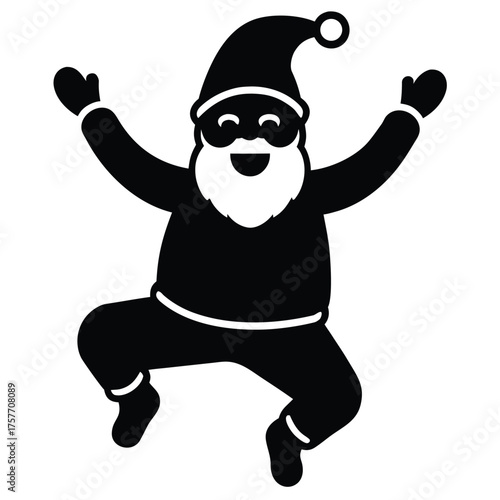 happy santa jumping vector icon on white backgroun
