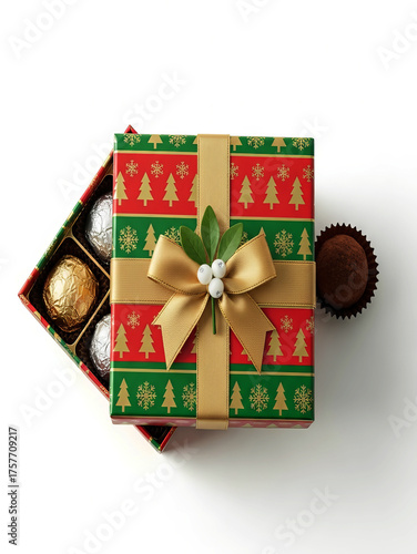 Christmas Gift Box With Chocolates And Truffles image