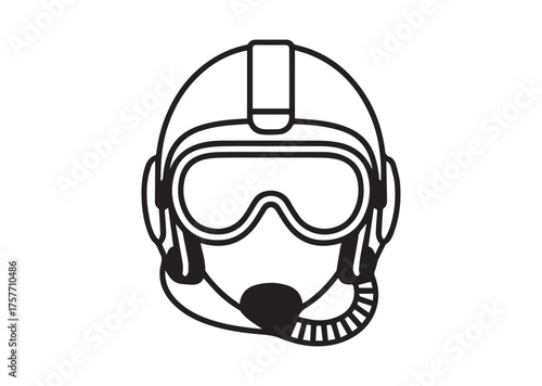 Pilot helmet line art vector