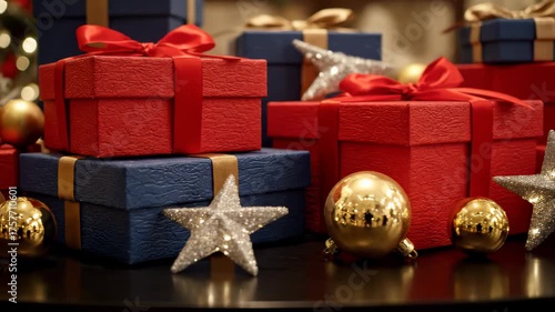 Wallpaper Mural Cinematic Panning Shot of Christmas Gift Boxes and Decorations Torontodigital.ca